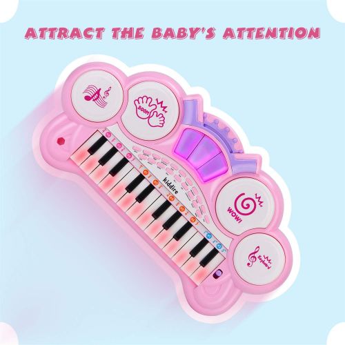  [아마존베스트]Reditmo 31 Keys Kids Piano Keyboard, Educational Toy Electronic Organ, with Microphone and Firmer Stool, for 18M+ 2-6 Year Old Children, Baby, Toddlers, Birthday, Pink