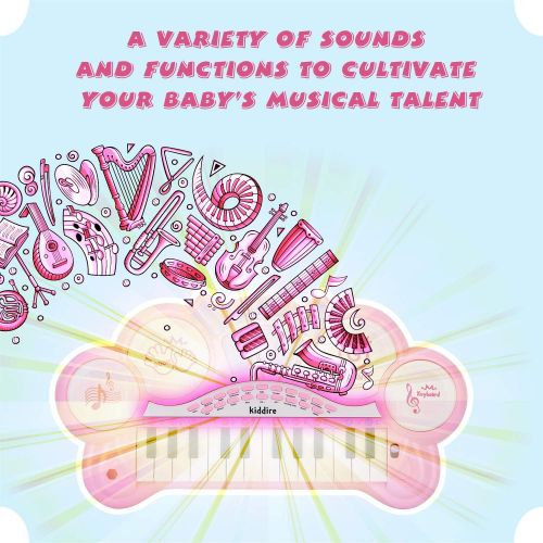  [아마존베스트]Reditmo 31 Keys Kids Piano Keyboard, Educational Toy Electronic Organ, with Microphone and Firmer Stool, for 18M+ 2-6 Year Old Children, Baby, Toddlers, Birthday, Pink