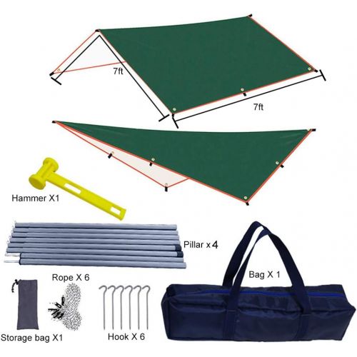  Redmogo Beach Sun Shelter UV Protection & Waterproof,with Ground Pegs and Stability Poles, 7×7FT Size Sunshade with Multiple Installation Methods for Camping Trips, Fishing, Backyard Fun o