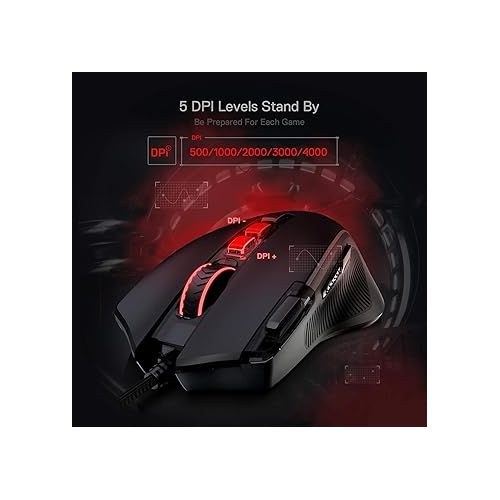  Redragon M612 Predator RGB Gaming Mouse, 8000 DPI Wired Optical Gamer Mouse with 11 Programmable Buttons & 5 Backlit Modes, Software Supports DIY Keybinds Rapid Fire Button