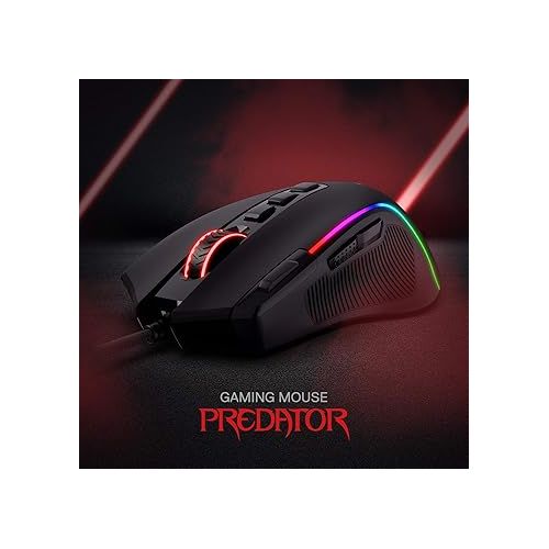  Redragon M612 Predator RGB Gaming Mouse, 8000 DPI Wired Optical Gamer Mouse with 11 Programmable Buttons & 5 Backlit Modes, Software Supports DIY Keybinds Rapid Fire Button