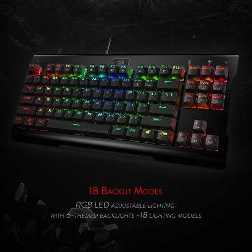  [아마존 핫딜]  [아마존핫딜]Redragon K561 VISNU Mechanical Gaming Keyboard, Anti-ghosting 87 Keys, RGB Backlit, Wired Compact Keyboard with Clicky Blue Switches for Laptop, Windows, PC Games