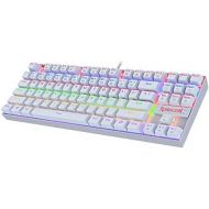 [아마존 핫딜] [아마존핫딜]Redragon K552 Mechanical Gaming Keyboard, RGB Rainbow Backlit, 87 Keys, Tenkeyless, Compact Steel Construction with Cherry MX Blue Switches for Windows PC Gamer (White)