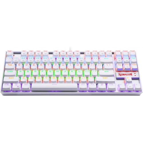  [아마존 핫딜] [아마존핫딜]Redragon K552 Mechanical Gaming Keyboard, RGB Rainbow Backlit, 87 Keys, Tenkeyless, Compact Steel Construction with Cherry MX Blue Switches for Windows PC Gamer (White)