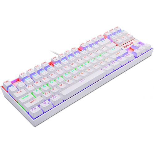  [아마존 핫딜] [아마존핫딜]Redragon K552 Mechanical Gaming Keyboard, RGB Rainbow Backlit, 87 Keys, Tenkeyless, Compact Steel Construction with Cherry MX Blue Switches for Windows PC Gamer (White)