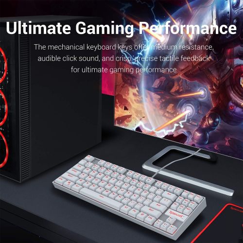  [아마존핫딜][아마존 핫딜] Redragon K552W 60% Mechanical Gaming Keyboard Compact 87 Key Mechanical Computer Keyboard KUMARA USB Wired Cherry MX Blue Equivalent Switches for Windows PC Gamers (White RED LED B