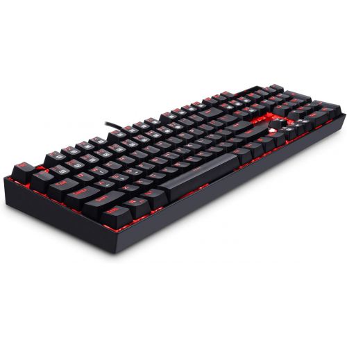  [아마존핫딜][아마존 핫딜] Redragon K551 Mechanical Gaming Keyboard with Cherry MX Blue Switches Vara 104 Keys Numpad Tactile USB Wired Computer Keyboard Steel Construction for Windows PC Games (Black RED LE