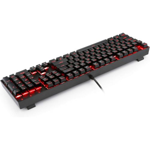  [아마존핫딜][아마존 핫딜] Redragon K551 Mechanical Gaming Keyboard with Cherry MX Blue Switches Vara 104 Keys Numpad Tactile USB Wired Computer Keyboard Steel Construction for Windows PC Games (Black RED LE