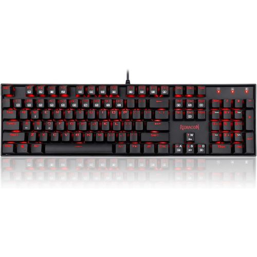  [아마존핫딜][아마존 핫딜] Redragon K551 Mechanical Gaming Keyboard with Cherry MX Blue Switches Vara 104 Keys Numpad Tactile USB Wired Computer Keyboard Steel Construction for Windows PC Games (Black RED LE