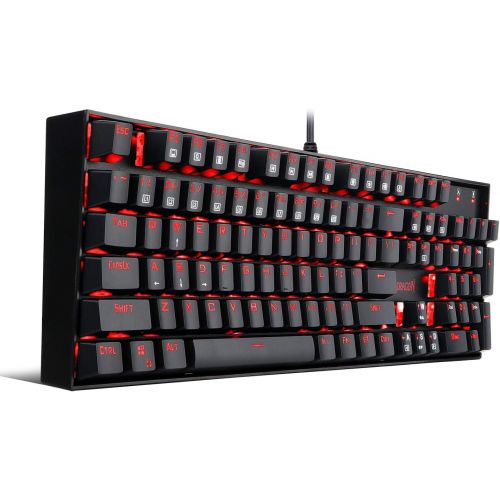  [아마존핫딜][아마존 핫딜] Redragon K551 Mechanical Gaming Keyboard with Cherry MX Blue Switches Vara 104 Keys Numpad Tactile USB Wired Computer Keyboard Steel Construction for Windows PC Games (Black RED LE