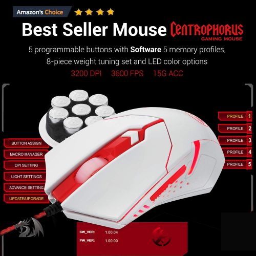  [아마존핫딜][아마존 핫딜] Redragon S101 Wired RGB Backlit Gaming Keyboard and Mouse, Gaming Mouse Pad, Gaming Headset Combo All in ONE PC Gamer Bundle for Windows PC  (White)