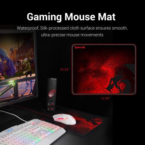  [아마존핫딜][아마존 핫딜] Redragon S101 Wired RGB Backlit Gaming Keyboard and Mouse, Gaming Mouse Pad, Gaming Headset Combo All in ONE PC Gamer Bundle for Windows PC  (White)