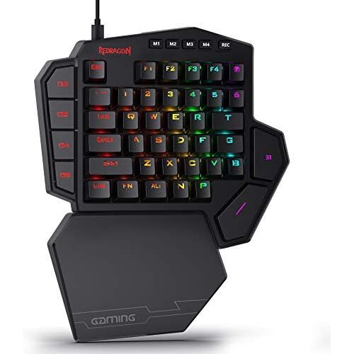  [아마존베스트]Redragon K585 DITI One-Handed RGB Mechanical Gaming Keyboard, Blue Switches, Type-C Professional Gaming Keypad with 7 Onboard Macro Keys, Detachable Wrist Rest, 42 Keys