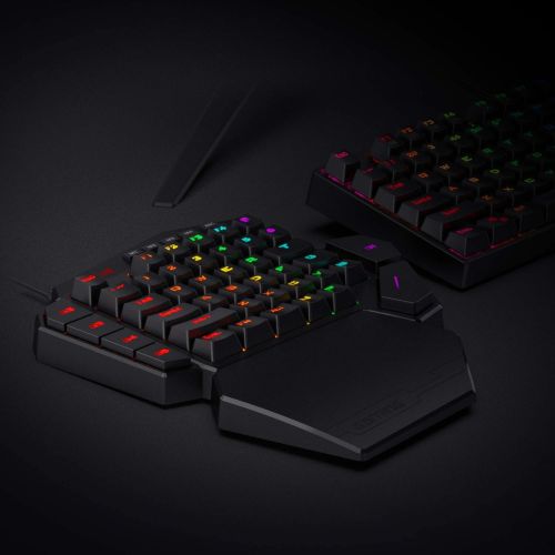  [아마존베스트]Redragon K585 DITI One-Handed RGB Mechanical Gaming Keyboard, Blue Switches, Type-C Professional Gaming Keypad with 7 Onboard Macro Keys, Detachable Wrist Rest, 42 Keys