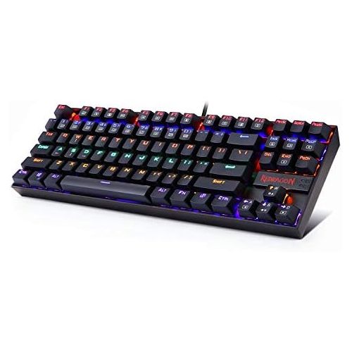  [아마존베스트]Redragon K552 Mechanical Gaming Keyboard Compact 87 Key Mechanical Computer Keyboard KUMARA USB Wired Cherry MX Blue Equivalent Switches for Windows PC Gamers (Black RED LED Backli