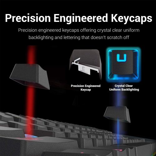  [아마존베스트]Redragon K552 Mechanical Gaming Keyboard Compact 87 Key Mechanical Computer Keyboard KUMARA USB Wired Cherry MX Blue Equivalent Switches for Windows PC Gamers (Black RED LED Backli