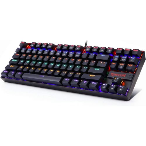  [아마존베스트]Redragon K552 Mechanical Gaming Keyboard Compact 87 Key Mechanical Computer Keyboard KUMARA USB Wired Cherry MX Blue Equivalent Switches for Windows PC Gamers (Black RED LED Backli