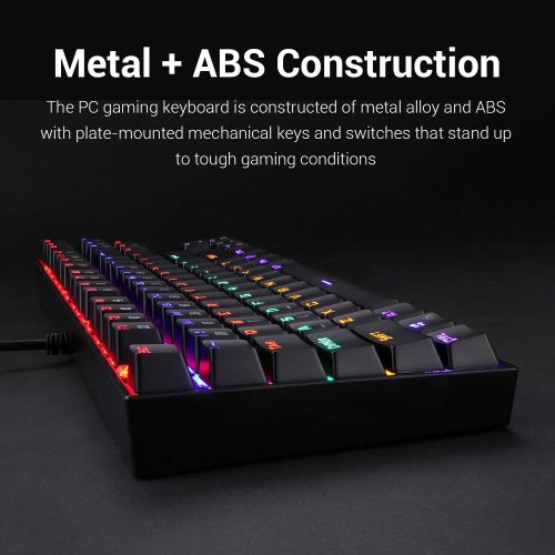  [아마존베스트]Redragon K552 Mechanical Gaming Keyboard Compact 87 Key Mechanical Computer Keyboard KUMARA USB Wired Cherry MX Blue Equivalent Switches for Windows PC Gamers (Black RED LED Backli