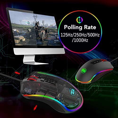  [아마존베스트]Redragon M711 Cobra Gaming Mouse with 16.8 Million RGB Color Backlit, 10,000 DPI Adjustable, Comfortable Grip, 7 Programmable Buttons