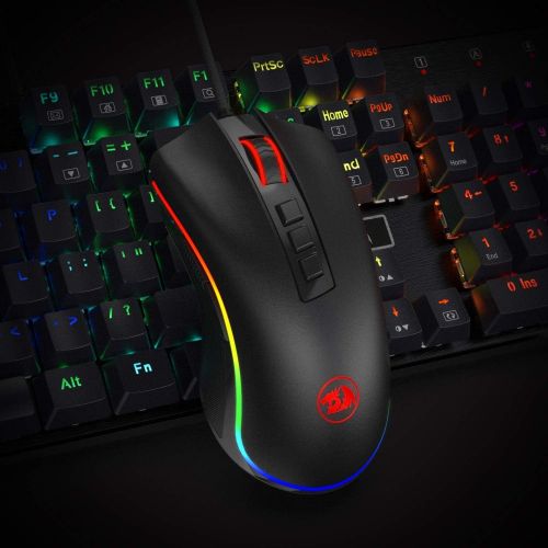  [아마존베스트]Redragon M711 Cobra Gaming Mouse with 16.8 Million RGB Color Backlit, 10,000 DPI Adjustable, Comfortable Grip, 7 Programmable Buttons