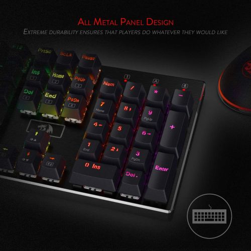  [아마존베스트]Redragon K556 RGB LED Backlit Wired Mechanical Gaming Keyboard, Aluminum Base, 104 Standard Keys