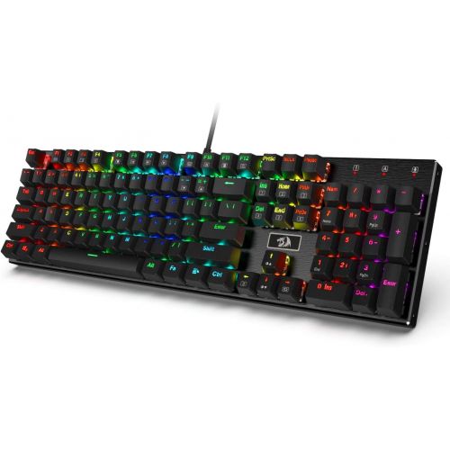  [아마존베스트]Redragon K556 RGB LED Backlit Wired Mechanical Gaming Keyboard, Aluminum Base, 104 Standard Keys