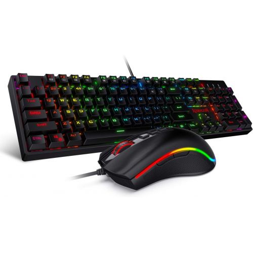  [아마존베스트]Redragon K582-BA Wired Mechanical Gaming Keyboard & M711 Cobra Gaming Mouse Combo, 10,000DPI, 7 Programmable Buttons, RGB LED Backlit Keyboard Mouse Set for PC, Laptop, Computer