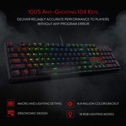  [아마존베스트]Redragon K582-BA Wired Mechanical Gaming Keyboard & M711 Cobra Gaming Mouse Combo, 10,000DPI, 7 Programmable Buttons, RGB LED Backlit Keyboard Mouse Set for PC, Laptop, Computer