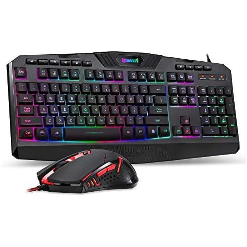  [아마존베스트]Redragon S101 PC Gaming Keyboard and Mouse Combo Wired LED RGB Backlit with Multimedia Keys Wrist Rest Mouse with 3200 DPI for Windows Computer Gamers (Gaming Mouse and Keyboard Se