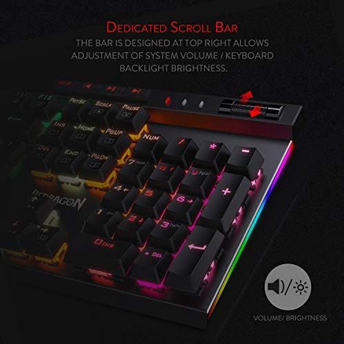  [아마존베스트]Redragon K580 VATA RGB LED Backlit Mechanical Gaming Keyboard 104 Keys Anti-ghosting with Macro Keys & Dedicated Media Controls, Onboard Macro Recording (Blue Switches)