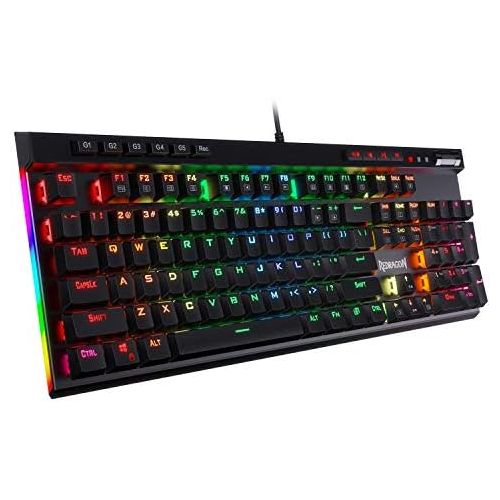  [아마존베스트]Redragon K580 VATA RGB LED Backlit Mechanical Gaming Keyboard 104 Keys Anti-ghosting with Macro Keys & Dedicated Media Controls, Onboard Macro Recording (Blue Switches)