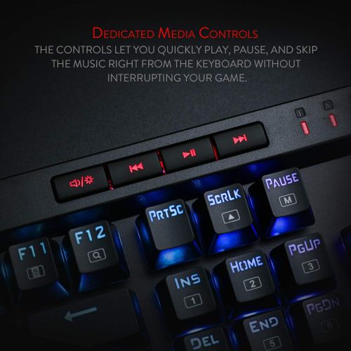  [아마존베스트]Redragon K580 VATA RGB LED Backlit Mechanical Gaming Keyboard 104 Keys Anti-ghosting with Macro Keys & Dedicated Media Controls, Onboard Macro Recording (Blue Switches)