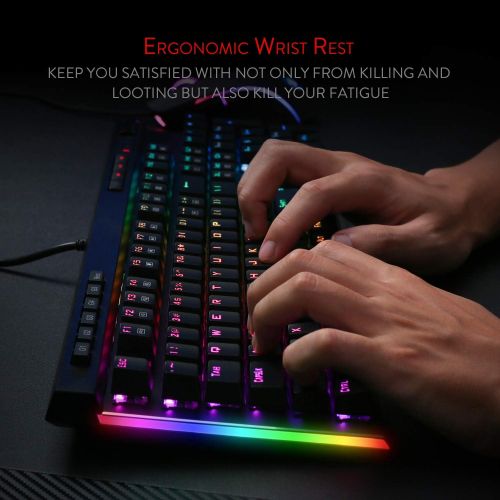  [아마존베스트]Redragon K580 VATA RGB LED Backlit Mechanical Gaming Keyboard 104 Keys Anti-ghosting with Macro Keys & Dedicated Media Controls, Onboard Macro Recording (Blue Switches)