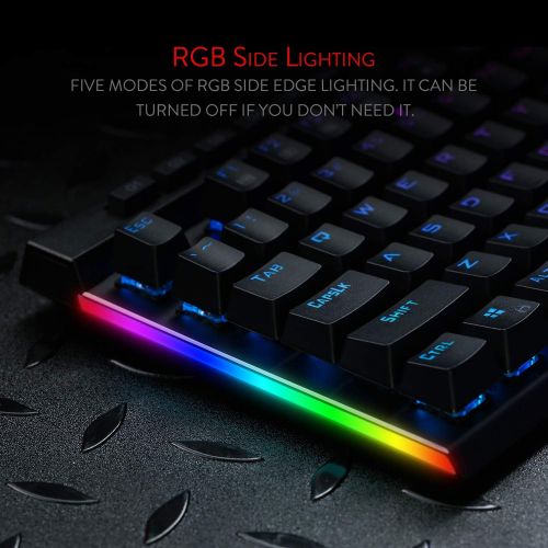  [아마존베스트]Redragon K580 VATA RGB LED Backlit Mechanical Gaming Keyboard 104 Keys Anti-ghosting with Macro Keys & Dedicated Media Controls, Onboard Macro Recording (Blue Switches)