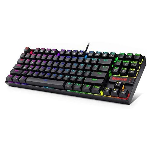  [아마존베스트]Redragon K552-RGB Mechanical Gaming Keyboard Compact 87 Key Mechanical Computer Keyboard KUMARA USB Wired Cherry MX Blue Equivalent Switches for Windows PC Gamers (Black RGB Backli