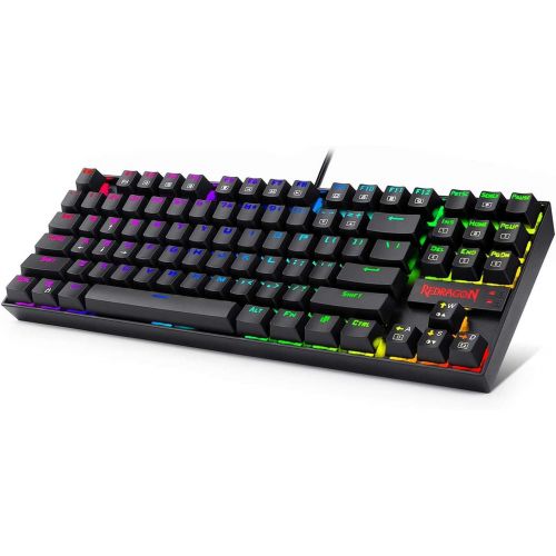  [아마존베스트]Redragon K552-RGB Mechanical Gaming Keyboard Compact 87 Key Mechanical Computer Keyboard KUMARA USB Wired Cherry MX Blue Equivalent Switches for Windows PC Gamers (Black RGB Backli