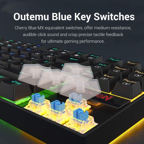  [아마존베스트]Redragon K552-RGB Mechanical Gaming Keyboard Compact 87 Key Mechanical Computer Keyboard KUMARA USB Wired Cherry MX Blue Equivalent Switches for Windows PC Gamers (Black RGB Backli