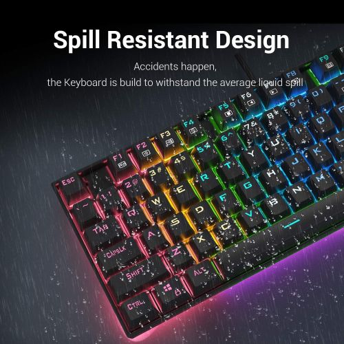  [아마존베스트]Redragon K552-RGB Mechanical Gaming Keyboard Compact 87 Key Mechanical Computer Keyboard KUMARA USB Wired Cherry MX Blue Equivalent Switches for Windows PC Gamers (Black RGB Backli