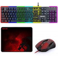 [아마존베스트]Redragon S107 PC Gaming Keyboard and Mouse Combo & Large Mouse Pad, Mechanical Feel, RGB Backlit & Edge Side Light Illumination Keyboard 3200 DPI Mouse for Windows PC (Keyboard Mou