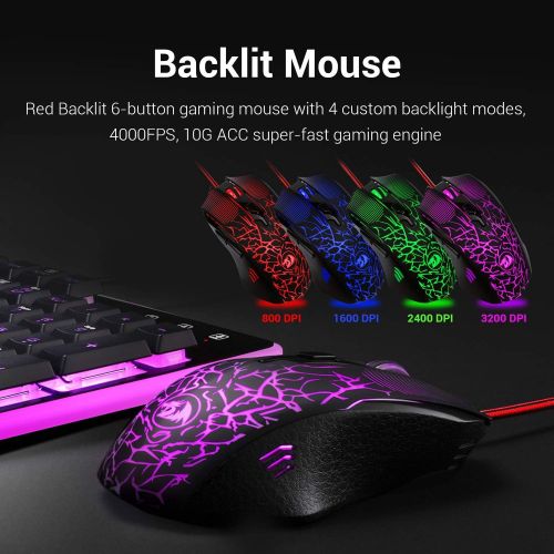  [아마존베스트]Redragon S107 PC Gaming Keyboard and Mouse Combo & Large Mouse Pad, Mechanical Feel, RGB Backlit & Edge Side Light Illumination Keyboard 3200 DPI Mouse for Windows PC (Keyboard Mou