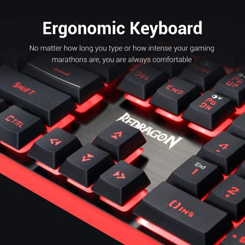  [아마존베스트]Redragon S107 PC Gaming Keyboard and Mouse Combo & Large Mouse Pad, Mechanical Feel, RGB Backlit & Edge Side Light Illumination Keyboard 3200 DPI Mouse for Windows PC (Keyboard Mou