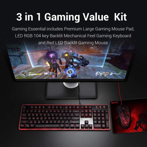  [아마존베스트]Redragon S107 PC Gaming Keyboard and Mouse Combo & Large Mouse Pad, Mechanical Feel, RGB Backlit & Edge Side Light Illumination Keyboard 3200 DPI Mouse for Windows PC (Keyboard Mou