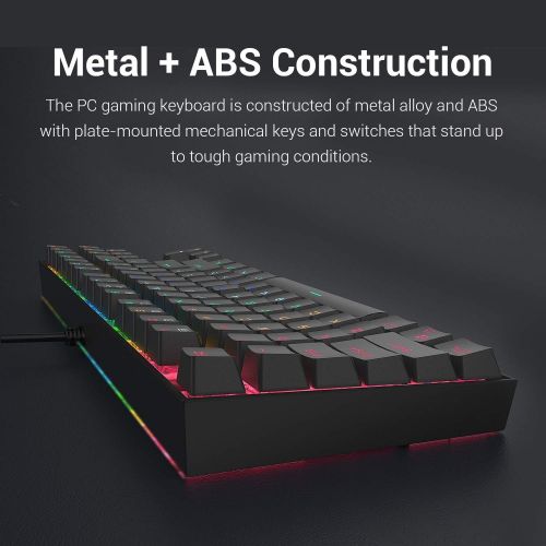  Redragon K552 Mechanical Gaming Keyboard RGB LED Backlit Wired with Anti-Dust Proof Switches for Windows PC (Black, 87 Key Blue Switches)