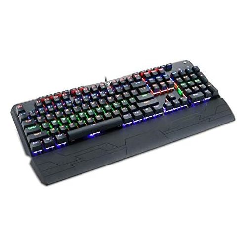  Redragon K555-R Mechanical Gaming Keyboard with Blue Switches, Macro Recording, Wrist Rest, Full Size, Indrah, for Windows PC Gamer (Rainbow RGB LED Backlit)