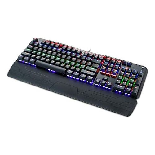  Redragon K555-R Mechanical Gaming Keyboard with Blue Switches, Macro Recording, Wrist Rest, Full Size, Indrah, for Windows PC Gamer (Rainbow RGB LED Backlit)