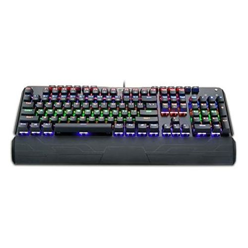  Redragon K555-R Mechanical Gaming Keyboard with Blue Switches, Macro Recording, Wrist Rest, Full Size, Indrah, for Windows PC Gamer (Rainbow RGB LED Backlit)
