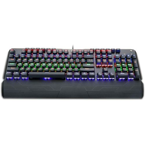  Redragon K555-R Mechanical Gaming Keyboard with Blue Switches, Macro Recording, Wrist Rest, Full Size, Indrah, for Windows PC Gamer (Rainbow RGB LED Backlit)