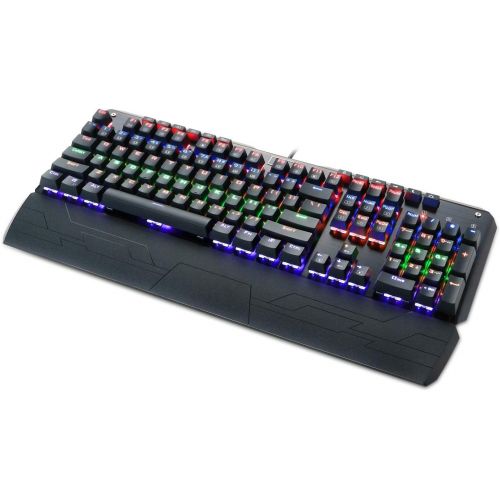  Redragon K555-R Mechanical Gaming Keyboard with Blue Switches, Macro Recording, Wrist Rest, Full Size, Indrah, for Windows PC Gamer (Rainbow RGB LED Backlit)