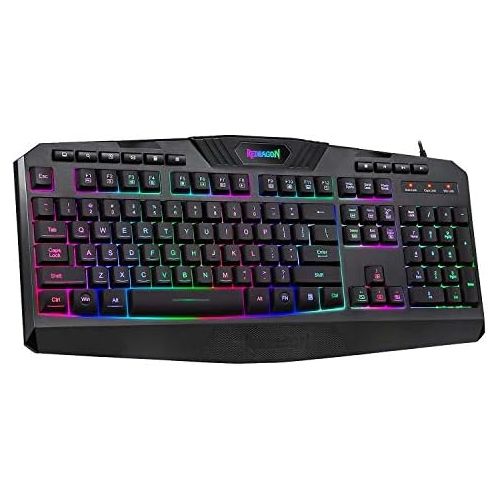  Redragon K503 PC Gaming Keyboard, RGB LED Backlit, Wired, Multimedia Keys, Silent USB Keyboard with Wrist Rest for Windows PC Games (Black)