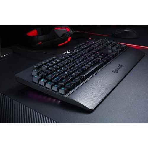  Redragon K586 Brahma RGB Mechanical Gaming Keyboard with Blue Switches, 10 Dedicated Macro Keys, Convenient Media Control, and Detachable Wrist Rest